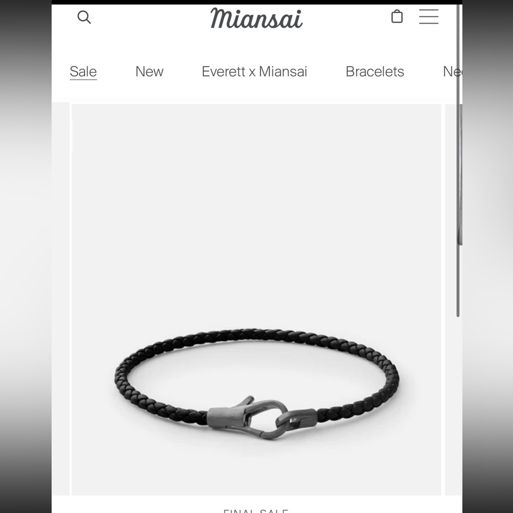 Miansai Knox Leather Bracelet “Matte Black” Clasp